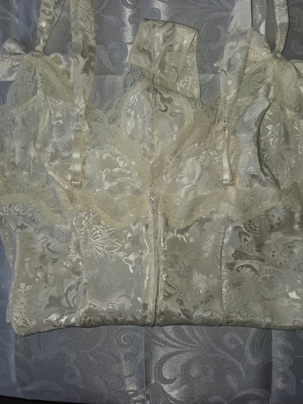 Victoria's Secret Ivory Satin Jacquard  Bodysuit